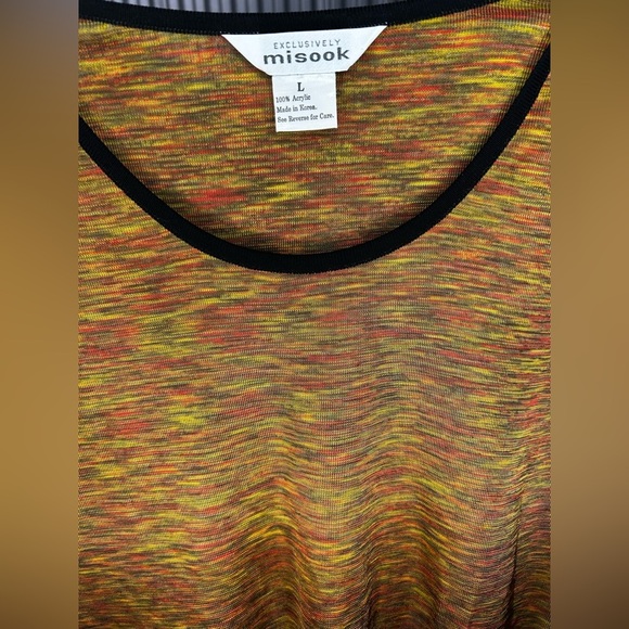 Womens Misook Orange Multicolor Vintage 90s Acrylic Designer Tank Top Size Large - Picture 3 of 3